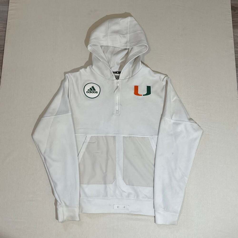 Adidas Miami Hurricanes Zero Dye Half-Zip Hoodie White Medium